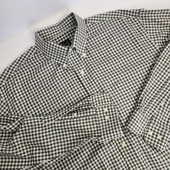 Jos. A Bank Traveler's Collection Green & Gray‎ Gingham Check Shirt Men's Sz XL - Picture 1 of 6